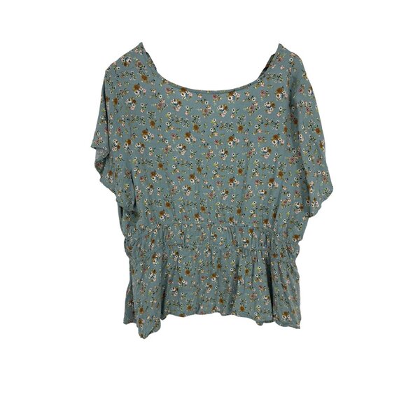 Torrid Womens Floral Short Sleeve Button-Down Peplum Blouse Tie Waist Size 3X - Picture 6 of 10